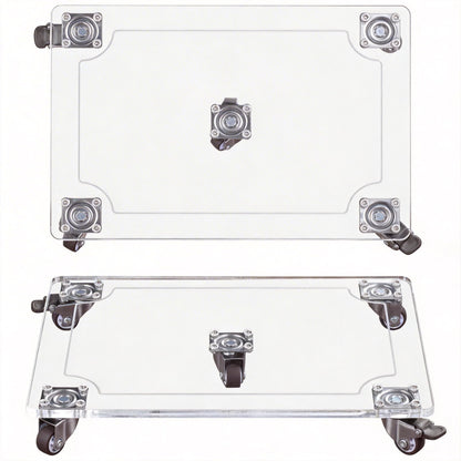 EMCOMS 1PC Transparent Clear Color Plant Caddy 10x14 inch Acrylic Heavy Duty Square Plant Stand with 2 Roller Lockable Caster Wheels,Indoor Outdoor Holds Up 150 Lbs Patio/Flower Pot/Dolly