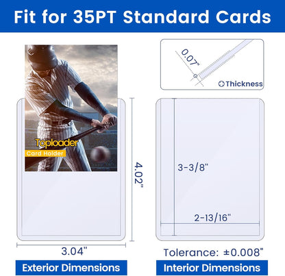 142 Card Sleeves Top Loaders for Cards, Sooez Premium 3" x 4" Baseball Card Protectors, Hard Plastic Trading Card Sleeve, Cards Holder for Baseball, Football Sports (42 Toploaders + 100 Penny Sleeves)