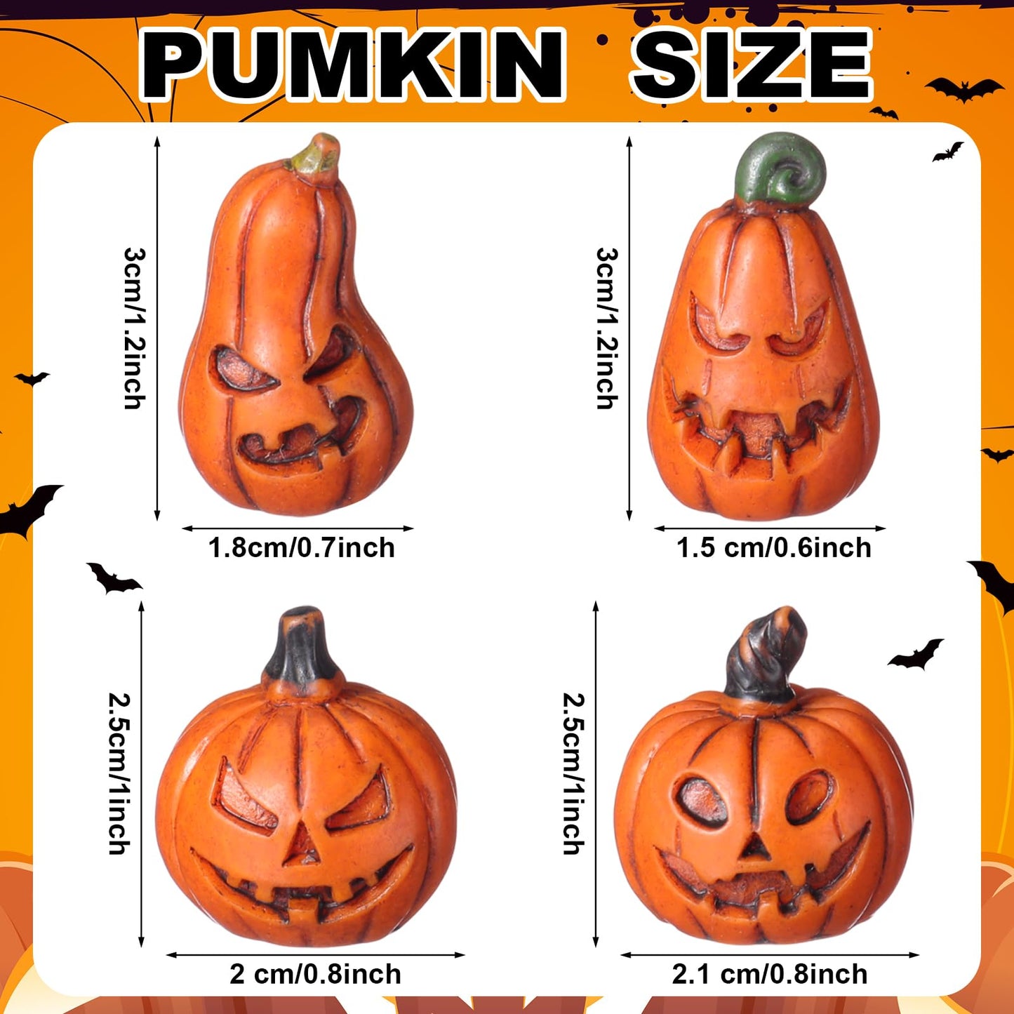 Vertintong 80 Pcs Halloween Miniature Pumpkin Figurines Mini Resin Fake Pumpkin Creepy Craft for Halloween Village Doll House DIY Fairy House Accessories Party Favor Gift Vase Bowl Filler