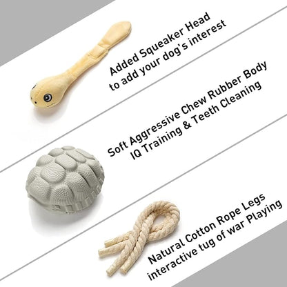 Sedioso Dog Toys, Multi-Function Chew Toy for Teeth Cleaning, Food Dispensing Toys Medium, Large Dogs (Turtle, Grey)