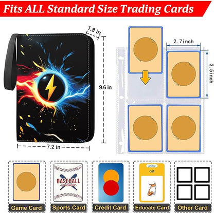 Trading Card Binder 4-Pocket, 400 Pockets Collectible Trading Card Album with 50 Removable Double-Sided Pages for MTG, TCG Game Cards and Sports Cards Storage - Black