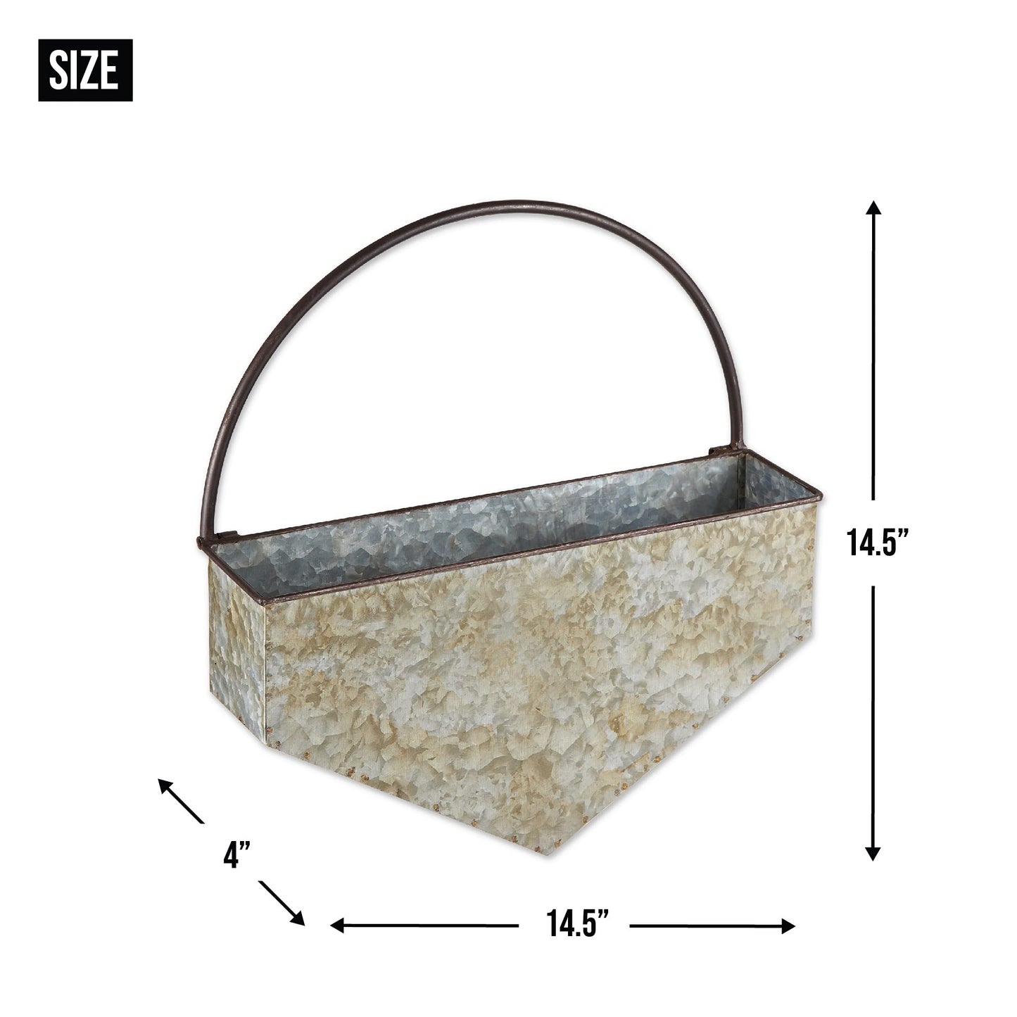 DII Galvanized Planter Collection Wall Hanging, Diamond, 14.5x4x14.5, Iron