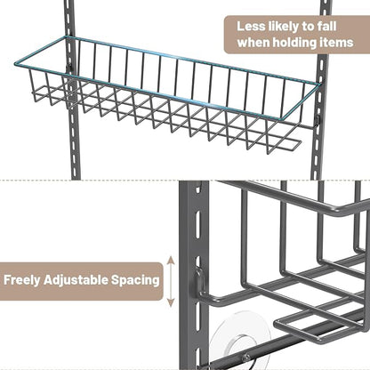 ElegantArray 9-Tier Pantry Door Oragnizer, Over The Door Pantry Organizer Rack and Storage, Hanging Spice Rack Shelves Door, Home Office Laundry Room Bathroom & Kitchen Organization, Deep Gray