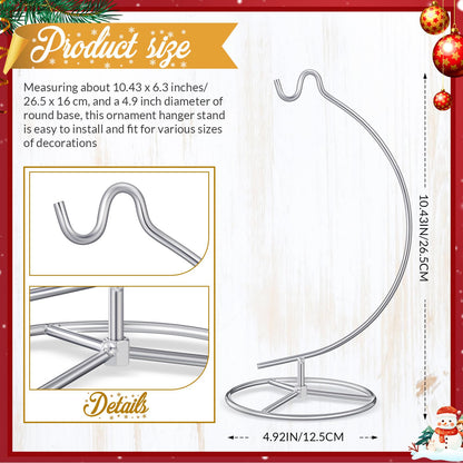 Baderke Ornament Display Stand, Ornament Hanger Holder Glass Ball Air Plant Holder, Hanging Terrarium Stand for Christmas Wedding, Home Office Decor,10.43" H(Silver)