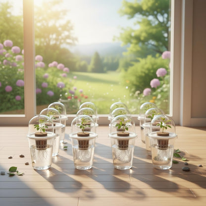 ROIKETU 12 Pack Transparent Hydroponic Cups with Humidity Domes,Hydroponic Growing System for Seedlings,Seed Starting Cups for Seed Starting,Root Monitoring