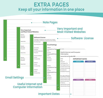 SUNEE Password Book with Colorful Alphabetical Tabs, Password Books for Seniors, Password Keeper Book for Computer and Internet Address Website Login, 5.3''x 7.7''- Aquamarine