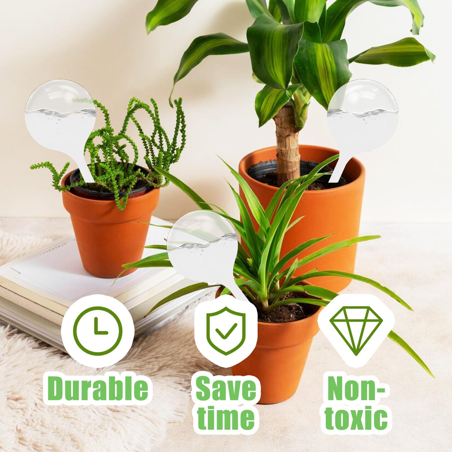 Cmaqpw 12 PCS Large Plastic Self-Watering Bulbs,Clear Watering Globes,Plant Watering Globes for Plants,Graden,Flowers Flowerpot