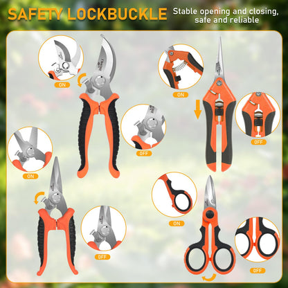 4-Pack Multifunctional Garden Scissors Set-BIDMLI Stainless Steel Pruning &Floral Shears with One-Piece Handle Blades for Tree Pruning, Flower Trimming, and Fruit Picking Tasks at Home&Garden Tool.