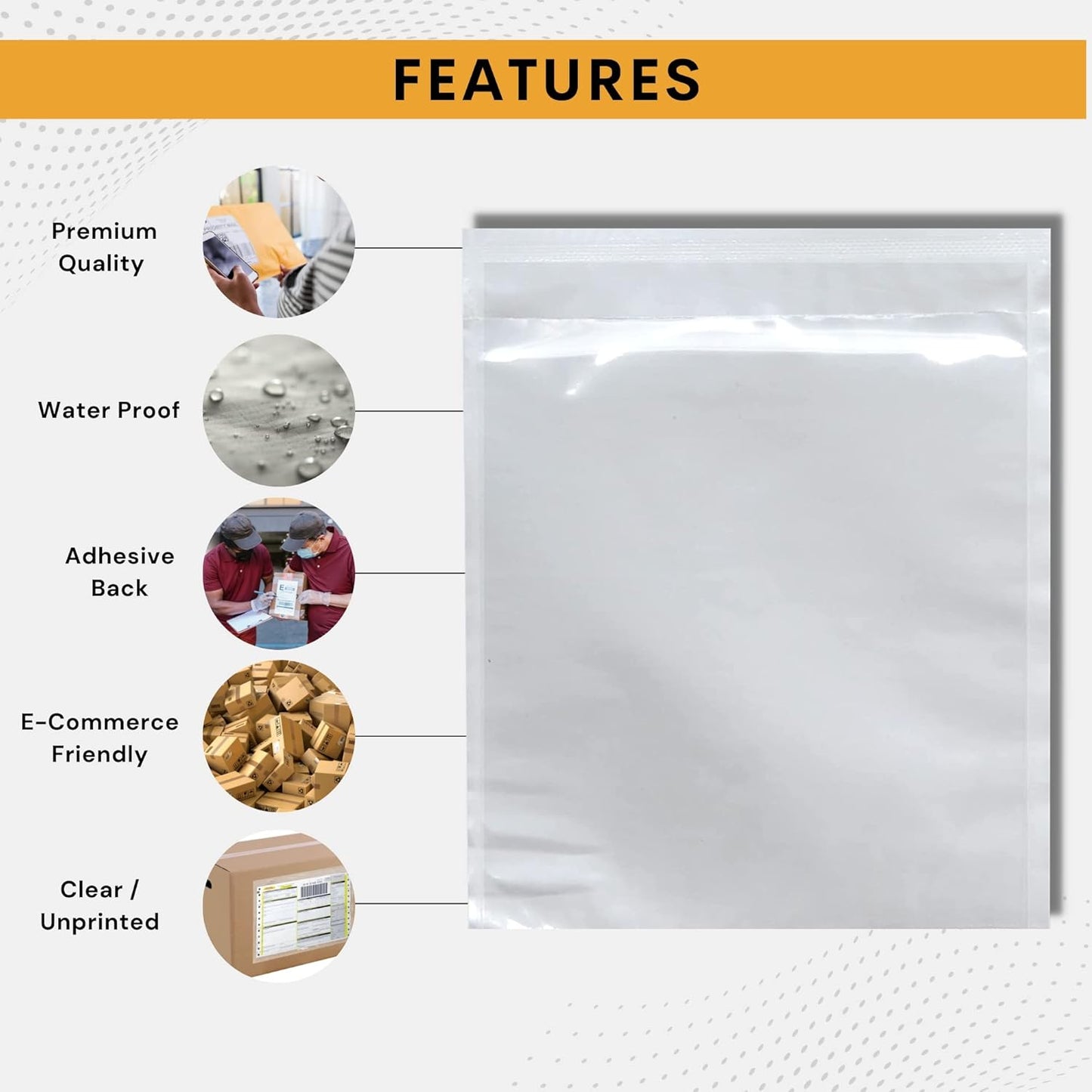 1000 Pack 6"x9" Shipping Label Sleeves – Clear Self-Adhesive Packing Slip Pouches, Waterproof Packing List Envelopes – Ideal for Shipping Documents, Mailing Labels, Invoices & Packing Slips