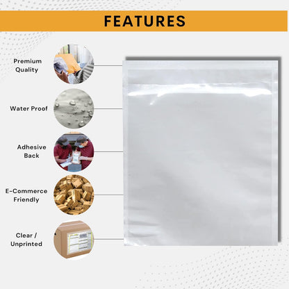 20,000 Pack 7"x10" Shipping Label Sleeves – Clear Self-Adhesive Packing Slip Pouches, Waterproof Packing List Envelopes – Ideal for Shipping Documents, Mailing Labels, Invoices & Packing Slips