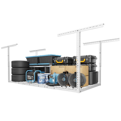 FLEXIMOUNTS 3x6 Overhead Garage Storage Adjustable Ceiling Rack 72" Length x 36" Width x 40" Height, 450lbs Weight Capacity, White, Classic Series