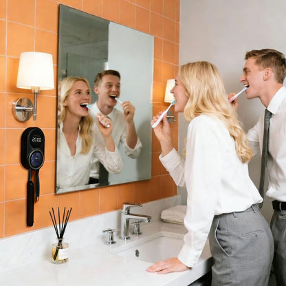 iHave Toothbrush Sanitizer Holder with UVC & 100M Negative Ions: Auto-Cycle for 360° Disinfection, Mold & Odor Removal | USB Toothbrush Holders Wall Mounted with Wave Sensor, LED, Heated & Fan Drying