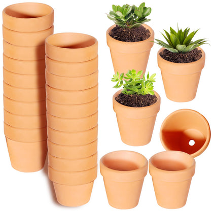 Kosrtuny 3 Inches Terracotta Clay Pots Pack of 26 pcs- Pottery Fleshy Flower Planter with Drainage Hole，for DIY Home and Office Desktop/Windowsill/Ornament Decoration Wedding