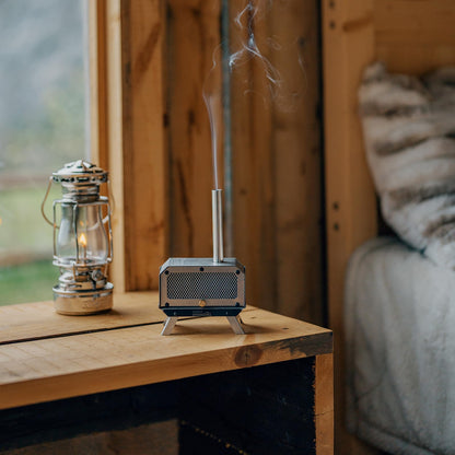 GOOUT SPRINGHILL Incense Burner & Mini Portable Stove - Compact Foldable with Detachable Ash Catcher, 3.9x2.4x6.5 Inch Stainless Steel, Silver