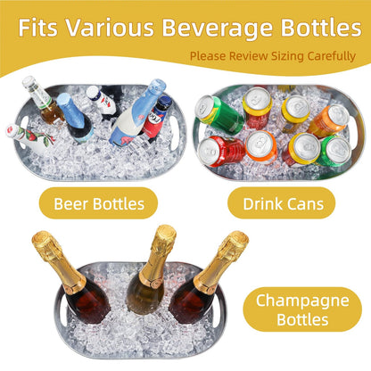 Dicunoy 2 Pack Ice Buckets Galvanized Tub, 1.2 Gallon Beverage Tubs for Parties, Metal Beer Drink Buckets with Handles, Wine Cooler Storage for Champagne Cocktails Bar Supplies