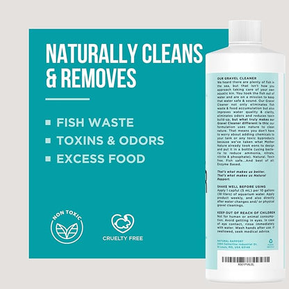 Aquarium Gravel Cleaner - Liquid Gravel Cleaner for Fish Tanks - Naturally Reduces Fish Waste, Ammonia, Nitrite & Odors - Freshwater & Saltwater - No Vacuum Needed - Treats 960 Gallons (16 fl oz)