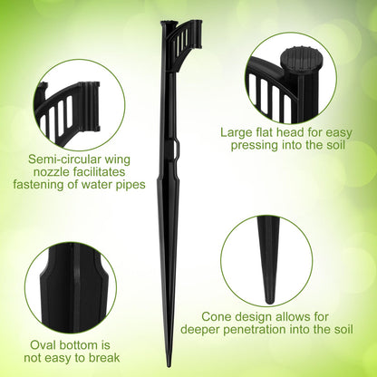 GlikCeil 50 Pcs 12.8" Irrigation Drip Support Stakes 1/4 Inch Tubing Hose Holder Adjustable Riser Drip Lines Ground Stakes for Micro Sprinkler Gardens Irrigation Supplies