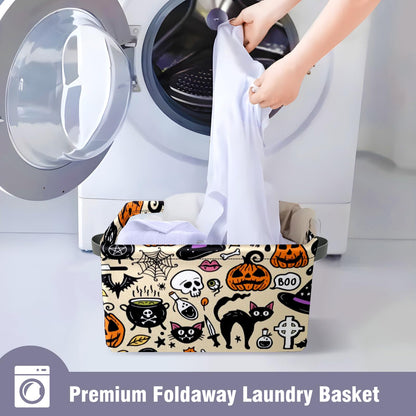 Andemie Halloween Basket with Handles Spooky Boo Basket Stuffers for Women Girls Boyfriend Mens Large Collapsible Storage Container for Shelves Home Office Toys