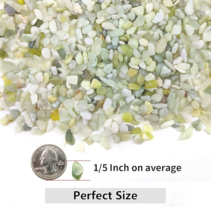YISZM 5LB Succulent and Cactus Pebbles, 1/5 Inch Jade Natural Decorative Polished Stones, River Rocks for Plants, Vases and Outdoor Gardening