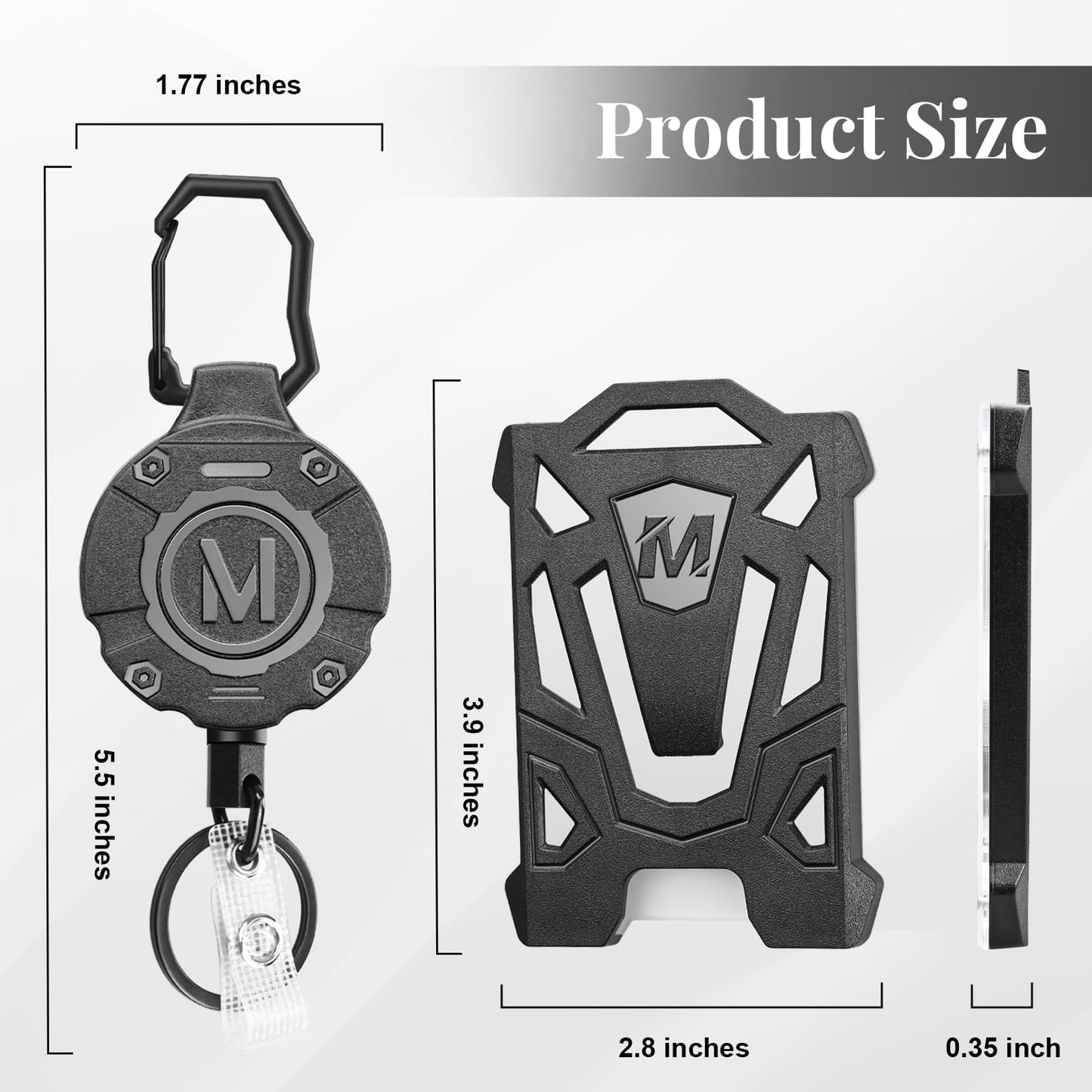 2 Pack Heavy Duty Retractable Keychain with Tactical ID Card Holder Badge Reel, 31.5' Retractable, 9.0 oz