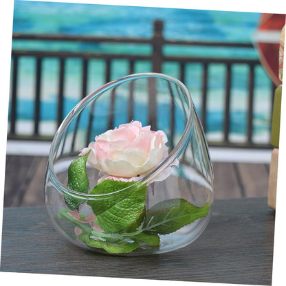 Homoyoyo 3pcs Glass Slant Cut Terrarium Bottles for Micro Landscape, Tabletop Ecological Glass Display with Angled Opening, Decorative Plant Bottle Set for Home Décor