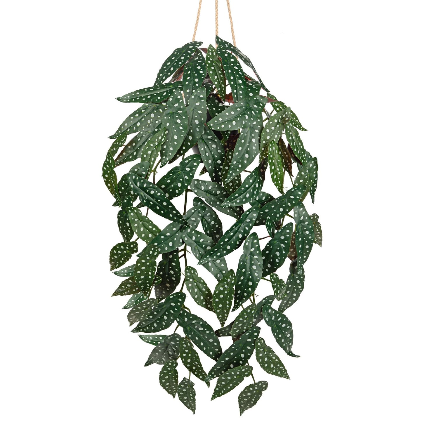Large Fake Hanging Plants in Pot with Hook, 37" Artificial Hanging Begonia Vines Plants, Fake Potted Tropical Plants for Room Wall Living Room Bathroom Kitchen, Big Faux Ivy Houseplants for Shelf