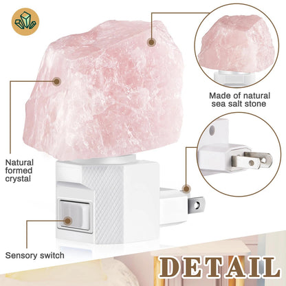 Hortsun 3 Pack Himalayan Salt Lamp Night Light Crystal Night Light Lamp Plug in Rotatable Wall Purifier Made of Natural Salt Stone Sea for Home