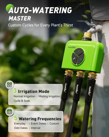 RAINPOINT 3 Zone WiFi Water Timer with Smart Gateway, Brass Inlet/Outlet WiFi Sprinkler Timer, Voice Control, Smart Watering System by Time/Weather/Quantity/Soil Moisture, Rain Delay & Manual Watering