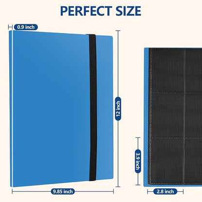 Card Binder, EDUDIIU 9 Pockets Premium Trading Card Binders, Cards Collection Binder Album, Side Loading Yugioh Holder Book for Sport, Football, Baseball Collector - Blue