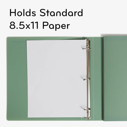 U Brands Poly Performance 1" Binders, Set of 2, Olive Green, Expanding File Pocket, Silver Metal O-Rings