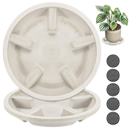 M METERXITY 2-Pack Plant Saucer, 6.3 Inch/16 cm Plastic Plant Trays Thicker for Pots/Indoor/Outdoor/Water Drainage and Protection, Flowerpot Drip Tray [Mocha]
