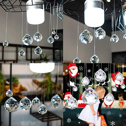 Fengshui Clear Crystal Hanging Ball with Red Thread for Good Luck & Prosperity Suncatcher Home Decor/Gifting -1pc