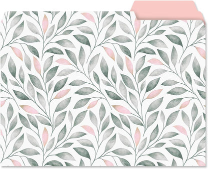 Current Charcoal & Coral File Folders Value Pack - Bulk Set of 24, 6 Pretty Decorative Designs, 1/3 Cut Tabs, Heavy-Duty Paper Stock, Office Supplies for Home & Work, 9-½” x 11-¾” Letter Size