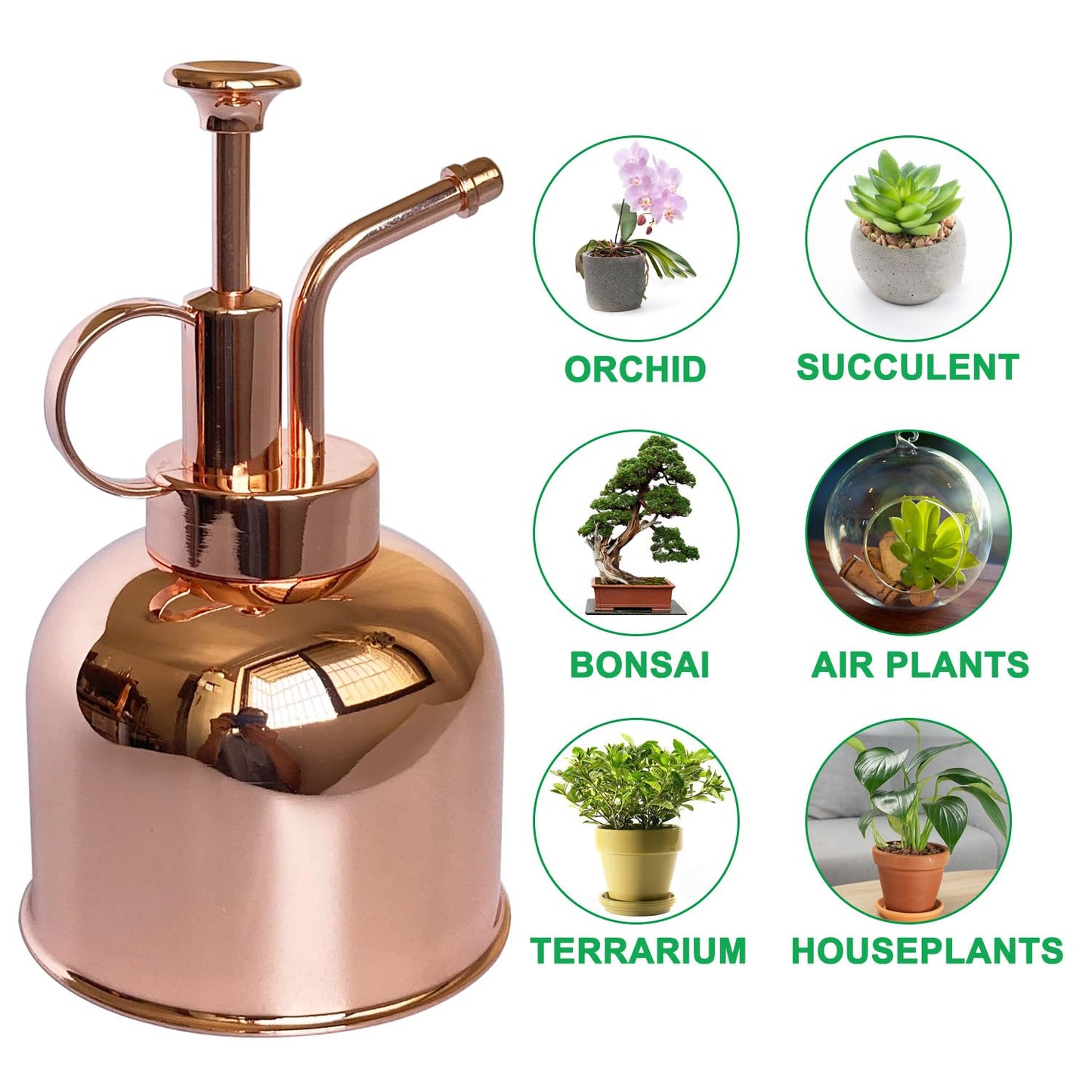 Lianshi Plant Mister Spray Bottle Stainless Steel Plant Sprayer, Small Watering can Plant Spray Bottle Modern Gardening Tools for Indoor Potted Plants Watering and Spraying