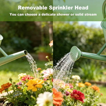 Watering Can for Outdoor&Indoor Plants，1.5 Gallon（5.7L） Metal Watering Can with with Removable Spout，Large Galvanized Steel Garden Flower Water Can Watering Pot with 2 Handles，Cream Green