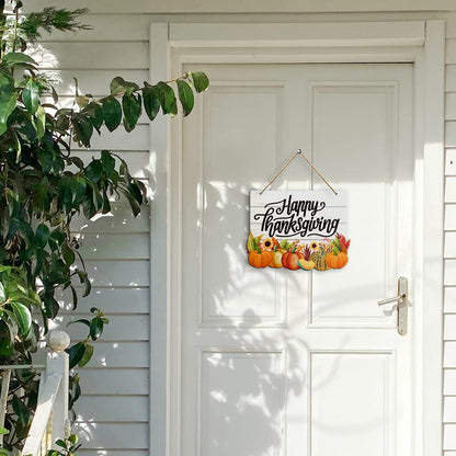 Fall Happy Thanksgiving Wall Decor Sign, Fall Pumpkin Sunflower Home Sign for Front Door Porch Decorations Autumn Maple Leaf Farmhouse Thanksgiving Party Home Hanging Wall Decor Sign Plaque
