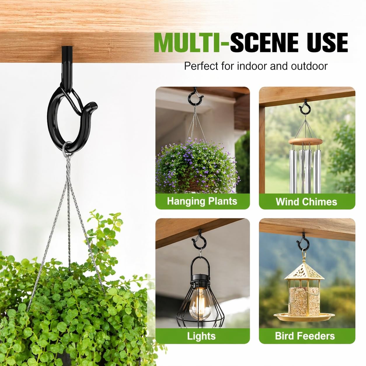 TviewSmart 22PCS Screw Hooks, Screw in Hooks with Q-Shaped Safety Buckle, Heavy Duty Ceiling Hooks for Hanging, Outdoor String Light Hooks, Eye Hooks for Hanging Plants