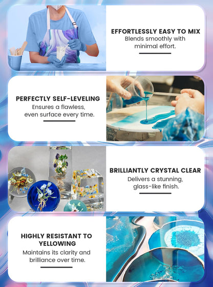 Jarezina 64OZ Epoxy Resin Kit,Crystal Clear Epoxy Resin-Strong and No Bubble,Not Yellowing,Self Leveling Easy Mix 1:1,Suitable for Art Casting,DIY,Jewelry Projects, Wood & Molds