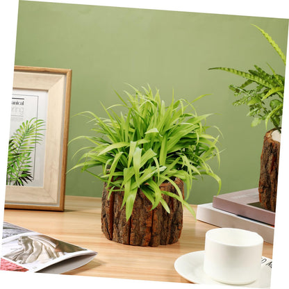 Toddmomy 3 Pcs Wood Flower Pots Natural Bark Planters Rustic Wooden Buckets for Indoor Outdoor Plant Pots Home Garden Decor 4.72X4.72X3.93In