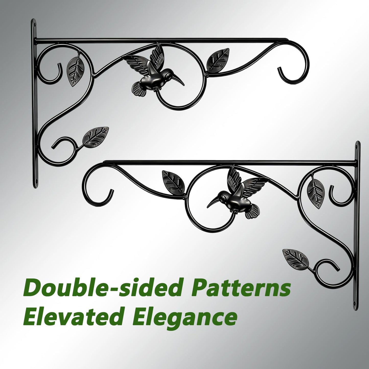 Heavy Duty Plant Hangers for Hanging - 2 Pack Metal Wall Plant Hooks Indoor Outdoor, 12 Inch Rust Resistant Plant Bracket for Bird Feeders, Planters, Lanterns, Wind Chimes - Patio, Garden, Home Decor