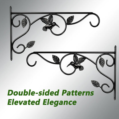 Heavy Duty Plant Hangers for Hanging - 2 Pack Metal Wall Plant Hooks Indoor Outdoor, 12 Inch Rust Resistant Plant Bracket for Bird Feeders, Planters, Lanterns, Wind Chimes - Patio, Garden, Home Decor