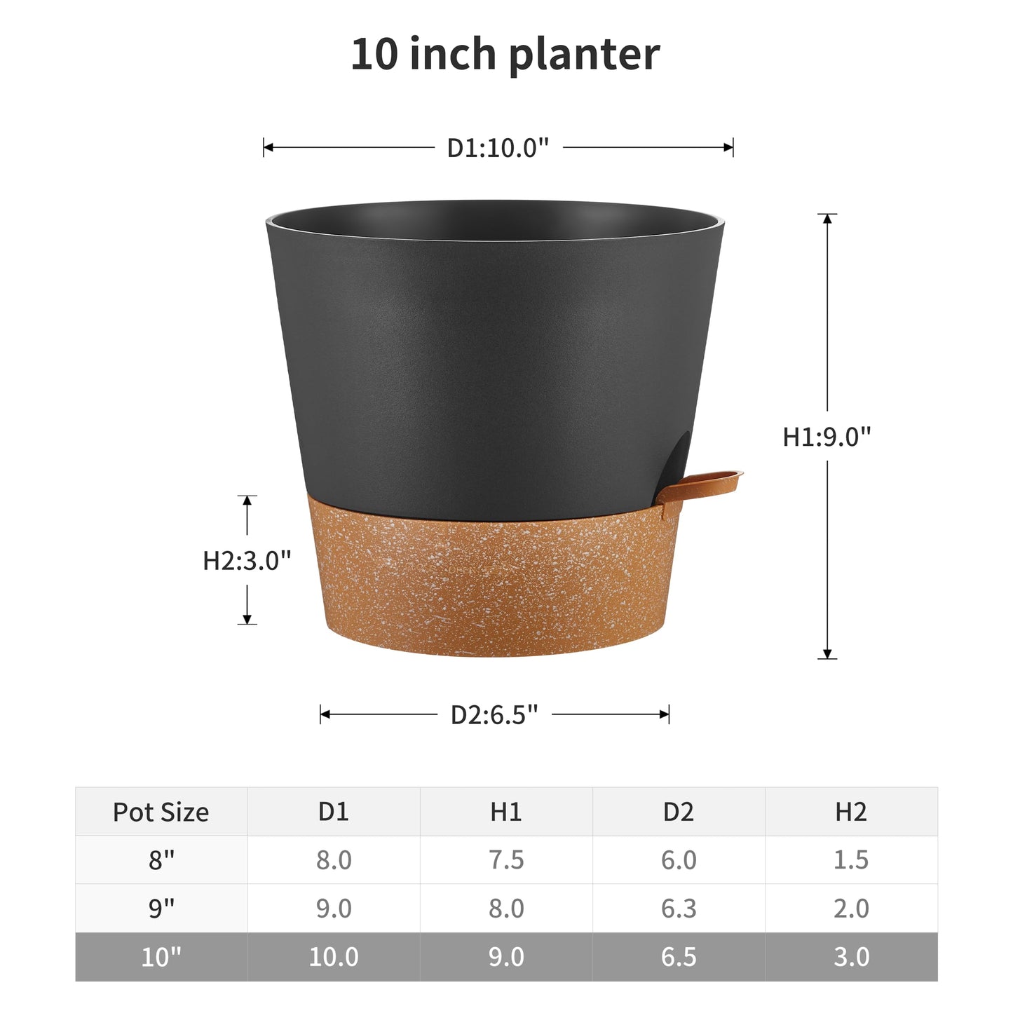 FaithLand 2 Tier Plant Stand and 2-Pack 10 Inch Self Watering Pots Bundle