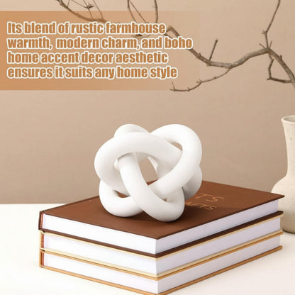 Yalikop 3 Link Wood Knot Decor Rustic Home Décor Accents Hand Carved Coffee Table Decoration, Boho Chain Link Decoration, Modern Shelf, Rustic Objects for Home Living Room Bedroom(White)