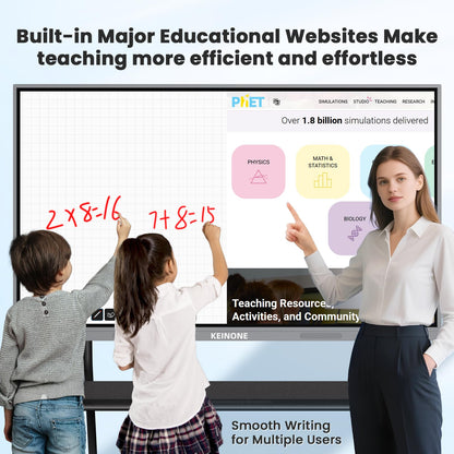 KEINONE 65'' 4K Smart Board with Google Certified, Android 14 OS 8+128 GB Interactive Whiteboard, Electronic Digital Whiteboard with Open App Ecosystem, Touch Smartboard for Home, Office and Classroom