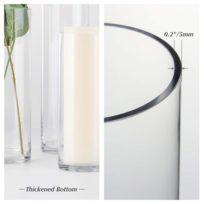WGVI Quality Thick Clear Cylinder Glass Vases, 3" W x 8" H, Bud Vase Skinny Narrow Floral Bouquet Flower Container for Wedding Centerpieces Tabletop Home Accent Décor Brush Pen Holder, 1 Piece