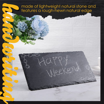 Zopeal 10 Pcs 10" x 5" Black Slate Charcuterie Boards Charcuterie Stone Plates with Natural Edge Slate Cheese Tray Serving Stone Board for Kitchen Dining Party Meat Fruits Display Chalkboard