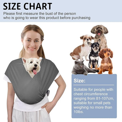 CUBY Swaddle Dog Sling Carrier for Small Dogs, Front Pet Sling Carrier Chest,Hands Free Adjustable Cat Sling Carrier Soft Cotton Reducing Pain Puppy Sling Carrier for Small Pet Up to 10lb (Dark Gray)