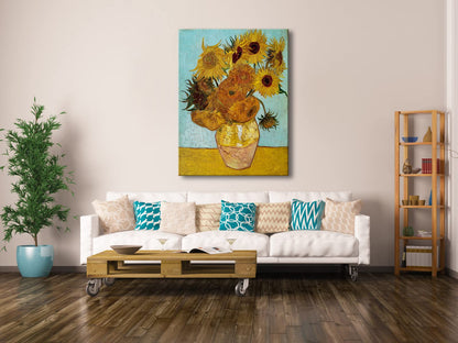 Wieco Art Framed Wall Art Canvas Prints of Sunflower by Vincent Van Gogh Paintings Reproduction Abstract Wall Decorations for Living Room Golden Frame
