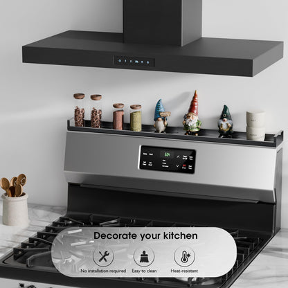 Bumusty 4X Strong Magnetic, 30" Adjustable Low Profile Oven Shelf Spice Rack Over the Stove, Seasoning Organizer Kitchen Shelves, Matte Black size Low Profile