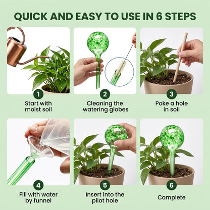 Brajttt Plant Watering Globes Automatic Glass Watering Bulbs, Glass Ball Planter, Decorative Garden Watering Plant Watering Bulbs with 8-Pack, 2.87 inch Diameter